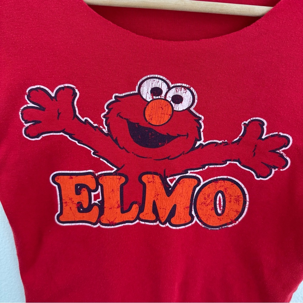 Red Elmo Off the Shoulder Cropped Tee - Picture 2 of 8